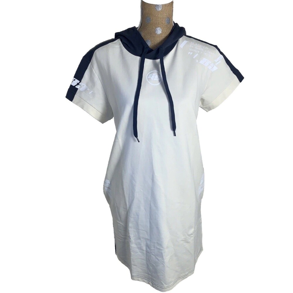 G-STAR RAW Sweatshirt Dress Women’s XS Logo  Hooded Spellout Color block Street